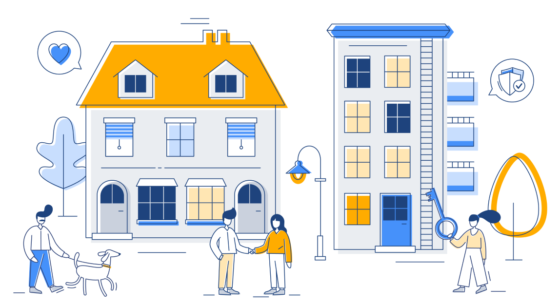 A house and a building